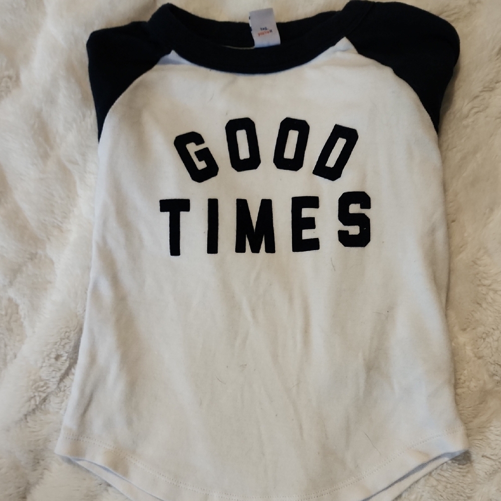 Kids Raglan Sleeve 'Good Times' Shirt - Black & White
